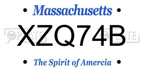 XZQ74B Massachusetts License Plate