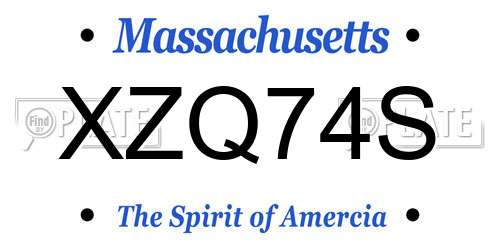 XZQ74S Massachusetts License Plate