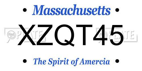 XZQT45 Massachusetts License Plate