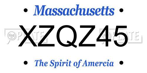 XZQZ45 Massachusetts License Plate