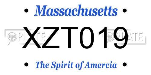 XZT019 Massachusetts License Plate