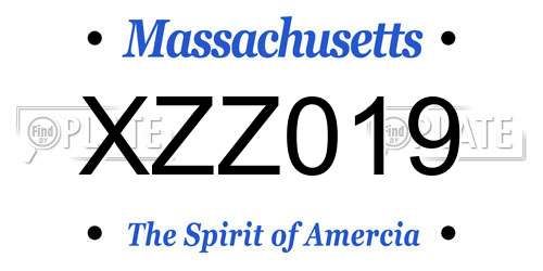 XZZ019 Massachusetts License Plate