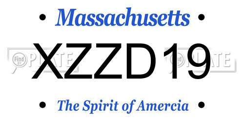 XZZD19 Massachusetts License Plate