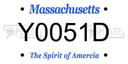 Y0051D Massachusetts License Plate
