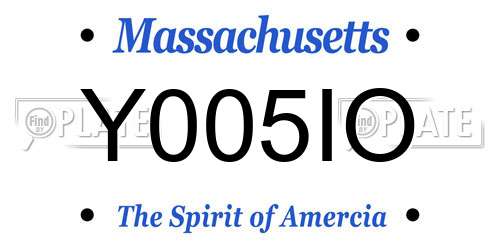 Y005IO Massachusetts License Plate