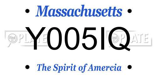 Y005IQ Massachusetts License Plate