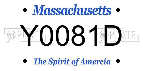 Y0081D Massachusetts License Plate