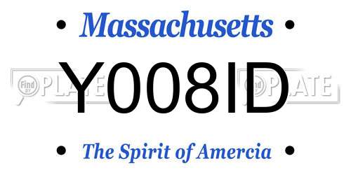 Y008ID Massachusetts License Plate