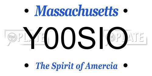 Y00SIO Massachusetts License Plate