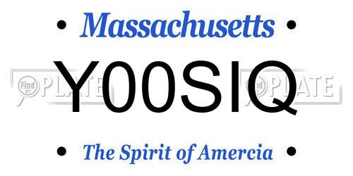 Y00SIQ Massachusetts License Plate