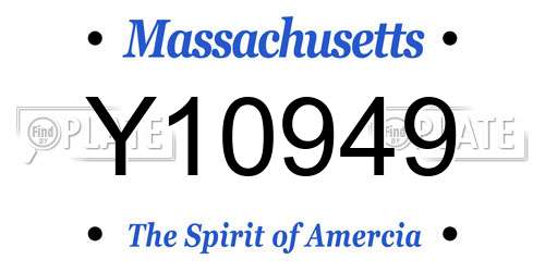 Y10949 Massachusetts License Plate