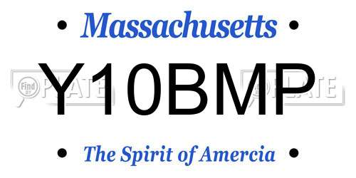 Y10BMP Massachusetts License Plate