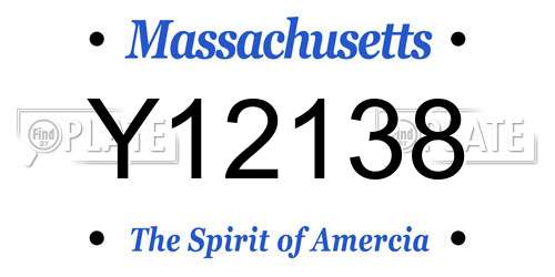 Y12138 Massachusetts License Plate