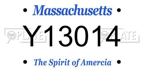 Y13014 Massachusetts License Plate