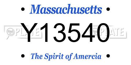 Y13540 Massachusetts License Plate