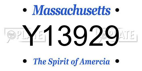 Y13929 Massachusetts License Plate