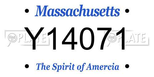 Y14071 Massachusetts License Plate