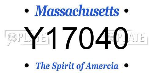 Y17040 Massachusetts License Plate