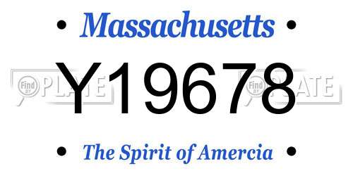 Y19678 Massachusetts License Plate