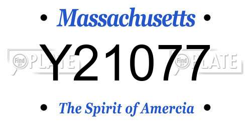 Y21077 Massachusetts License Plate