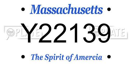 Y22139 Massachusetts License Plate