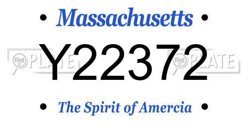 Y22372 Massachusetts License Plate