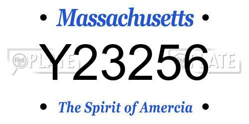 Y23256 Massachusetts License Plate