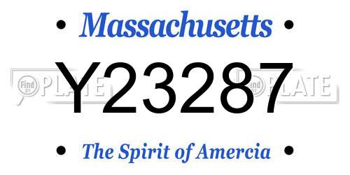 Y23287 Massachusetts License Plate