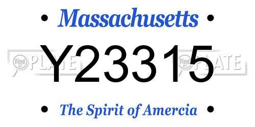 Y23315 Massachusetts License Plate