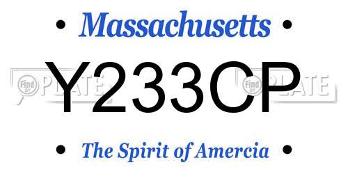 Y233CP Massachusetts License Plate
