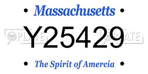 Y25429 Massachusetts License Plate