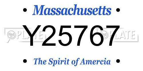 Y25767 Massachusetts License Plate