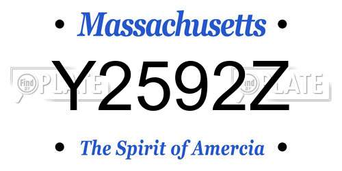 Y2592Z Massachusetts License Plate