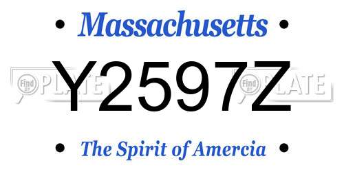 Y2597Z Massachusetts License Plate