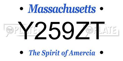 Y259ZT Massachusetts License Plate