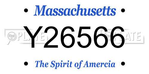 Y26566 Massachusetts License Plate