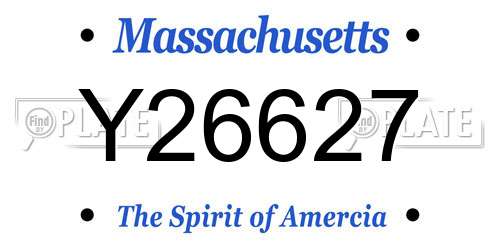 Y26627 Massachusetts License Plate