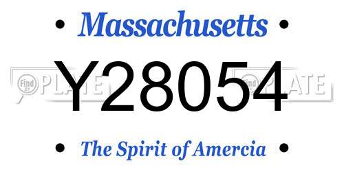 Y28054 Massachusetts License Plate