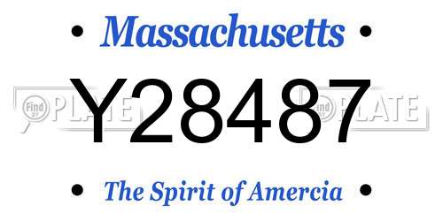 Y28487 Massachusetts License Plate