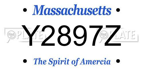 Y2897Z Massachusetts License Plate