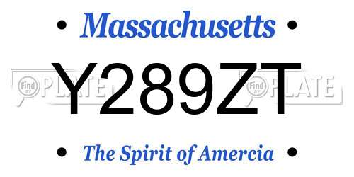 Y289ZT Massachusetts License Plate