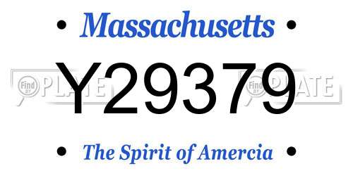Y29379 Massachusetts License Plate