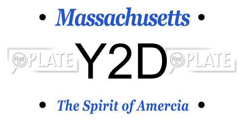 Y2D Massachusetts License Plate