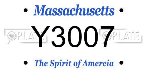 Y3007 Massachusetts License Plate