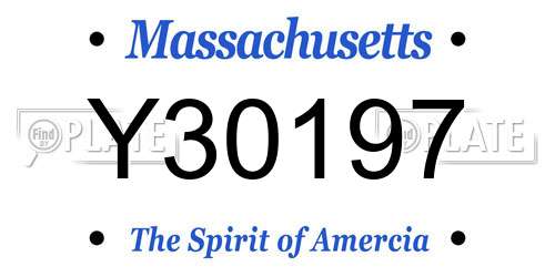 Y30197 Massachusetts License Plate