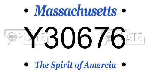 Y30676 Massachusetts License Plate