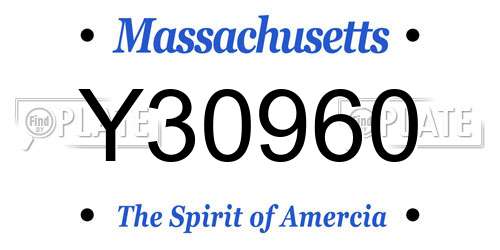 Y30960 Massachusetts License Plate