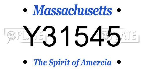 Y31545 Massachusetts License Plate