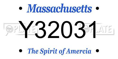 Y32031 Massachusetts License Plate