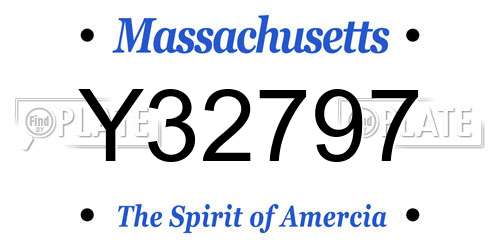 Y32797 Massachusetts License Plate